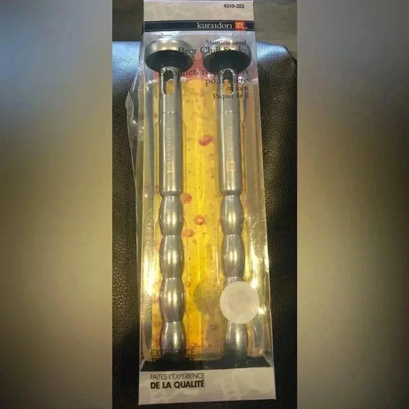 2pk Stainless Steel Ice Cold Beer & Soda Bottle Cooler Chill Sticks New - Picture 1 of 8